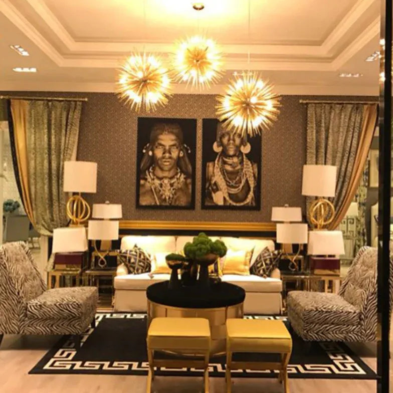 Star-Shaped Long Needle Gold Modern Chandelier