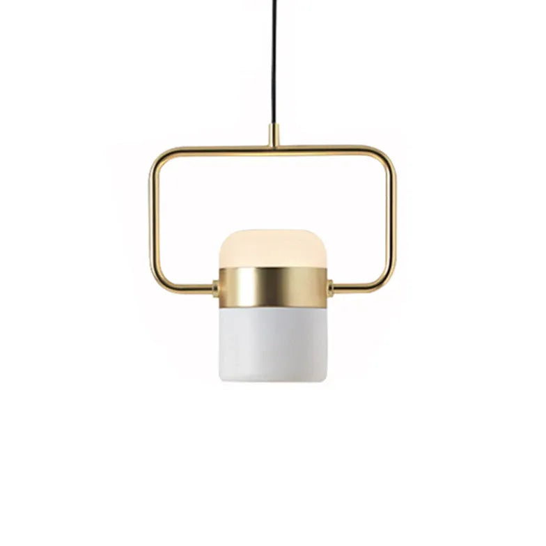 Geometric Frame Gold LED Bedroom Pendant Light