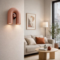 Aplique de Pared Terracota Moderno con Lector Forma de U Salón