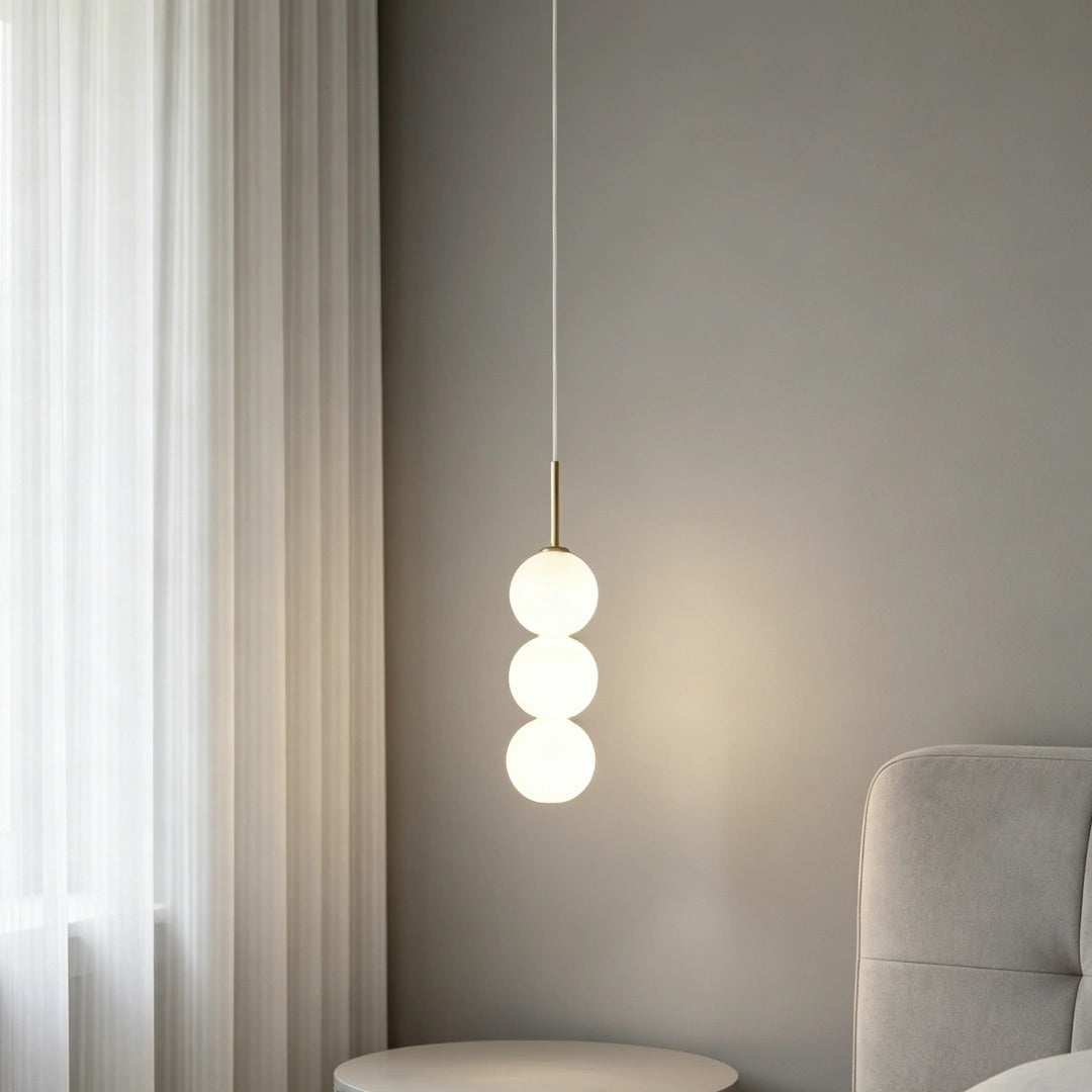 Lámpara colgante con globos de vidrio blanco LED de diseño moderno para dormitorio