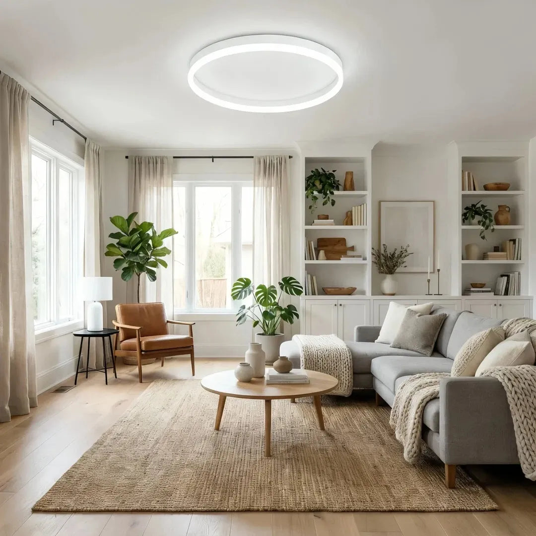 Plafón circular blanco de techo minimalista regulable para dormitorio