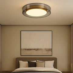 Lámpara de Techo LED Circular Moderna de Cobre para Dormitorio