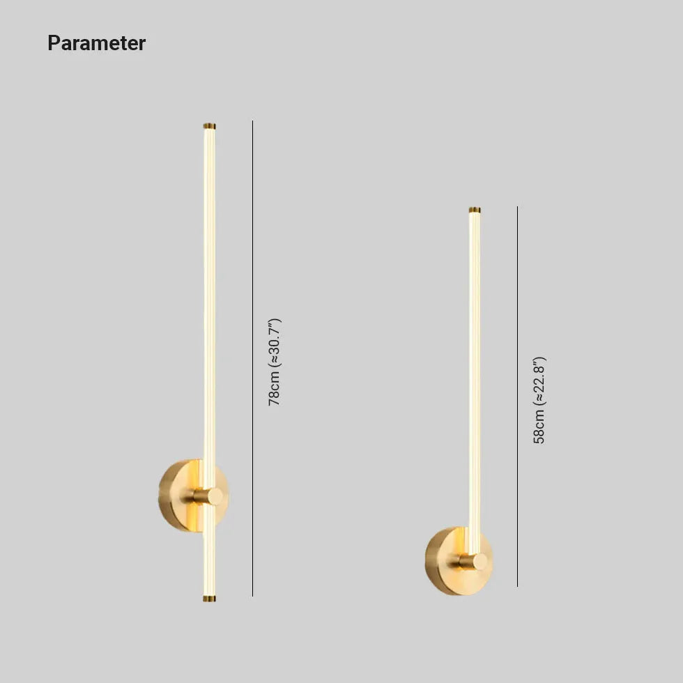 Apliques de pared de latón con luces LED de líneas verticales 