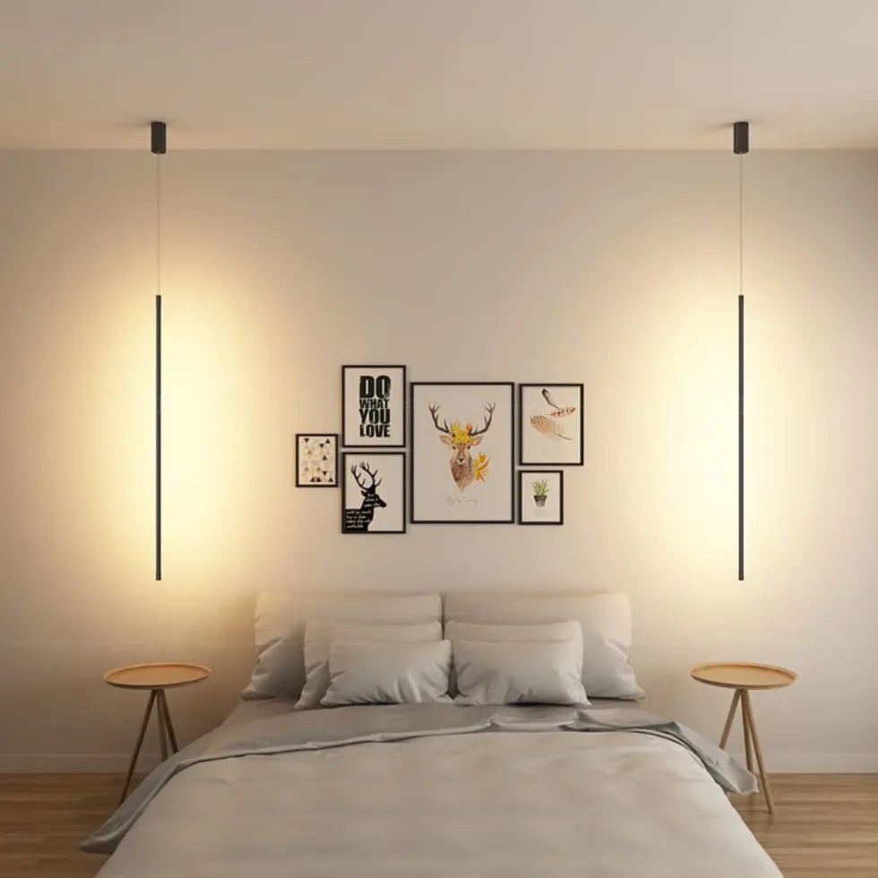 Linear Black LED Bedroom Pendant Light