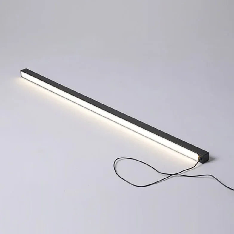 Lámpara de pie LED lineal rectangular negra 