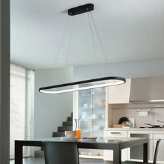 Lampara barra cocina diseño ovalado LED en color negro