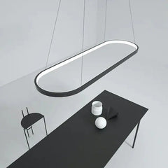 Lampara barra cocina diseño ovalado LED en color negro