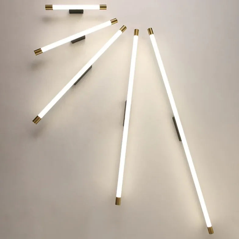 Luces LED para espejo de baño con tubo fino dorado 