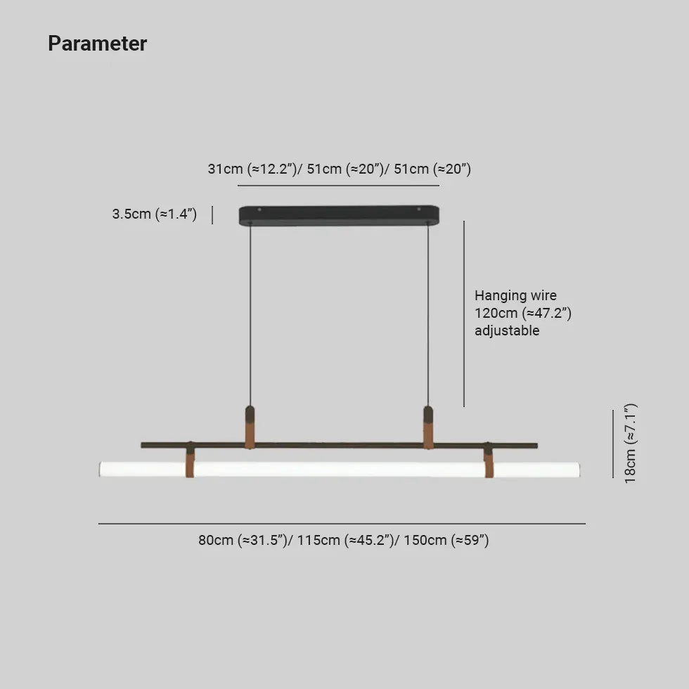 Luz colgante de comedor de LED de metal tubular