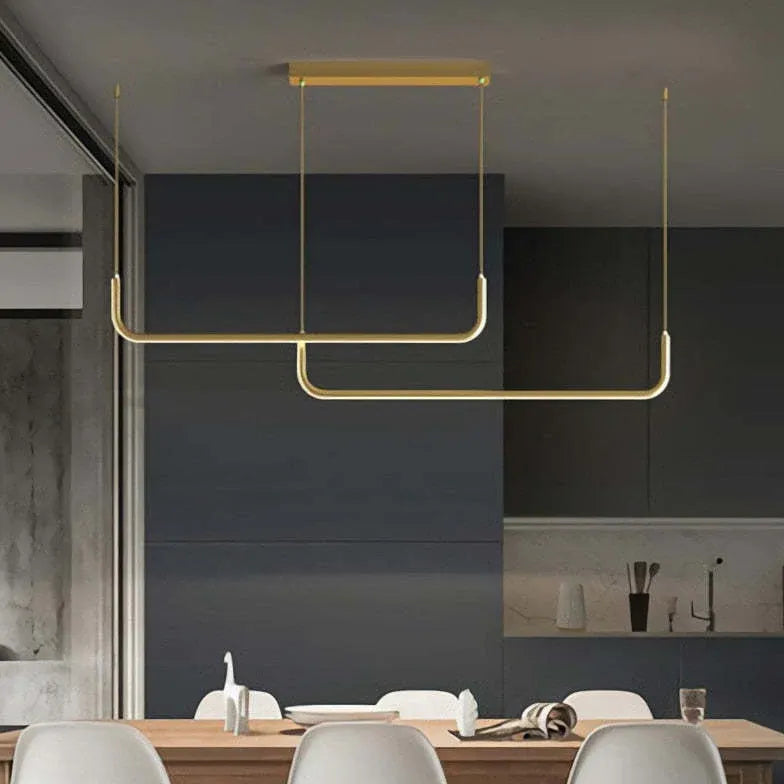 Curved U-Shaped Black Metal LED Pendant Light