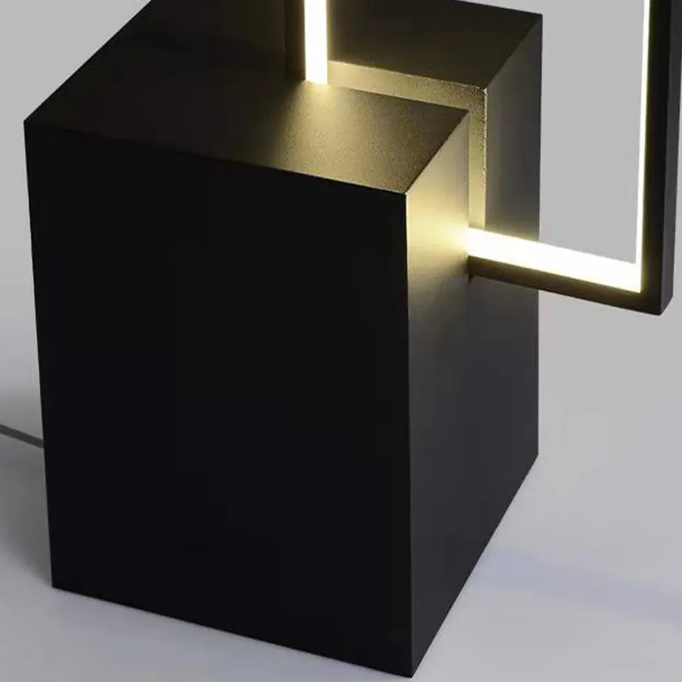 Lámpara de pie rectangular LED negra para dormitorio 