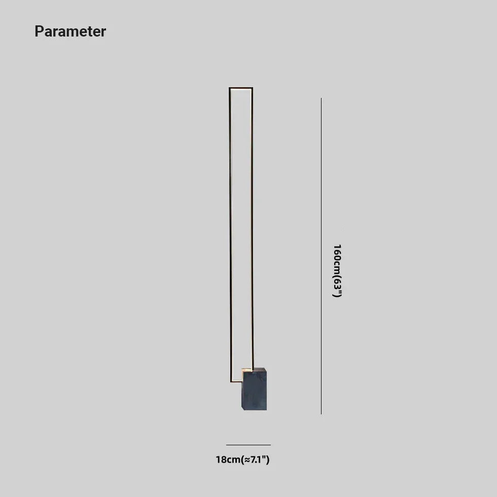 Lámpara de pie rectangular LED negra para dormitorio 