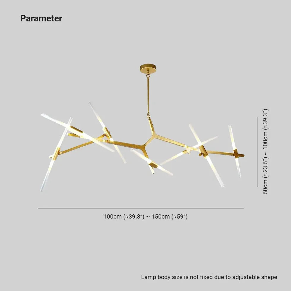 Lámpara de araña LED moderna con múltiples varillas 