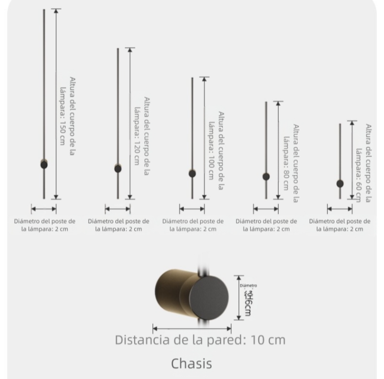 Aplique Negro Lineal y Rotatorio de Estilo Minimalista