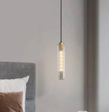 Lampara colgante de cristal moderna regulable en altura para mesita de noche