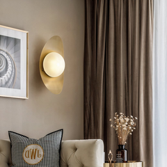 Aplique pared cobre LED moderno ovalado para dormitorio