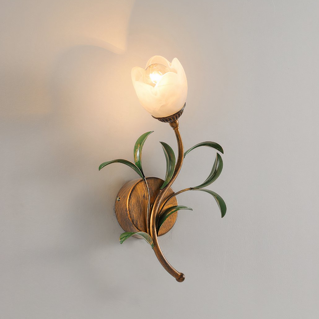 Aplique de pared flor vintage de vidrio para dormitorio