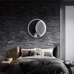 Apliques de pared negro diseño lunar para dormitorio