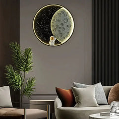 Apliques de pared negro diseño lunar para dormitorio