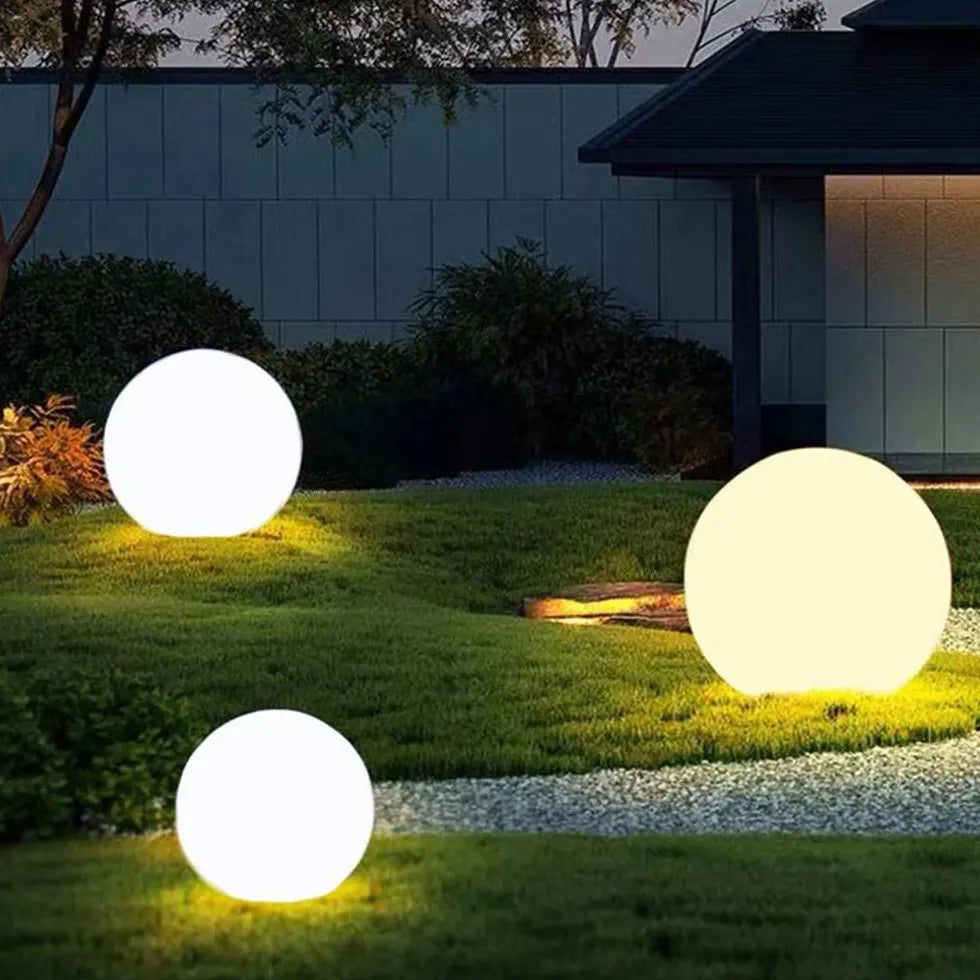 White Globe Pin Led Ground Outdoor Lights