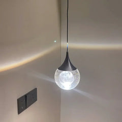 Lámpara colgante de cristal en forma de luna para dormitorio