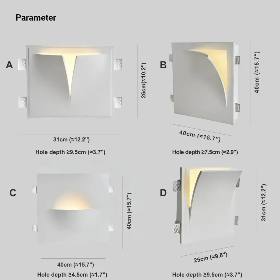 V-shaped modern white recessed wall light