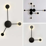 Black Multi-Circle Radial Design Wall Lamp