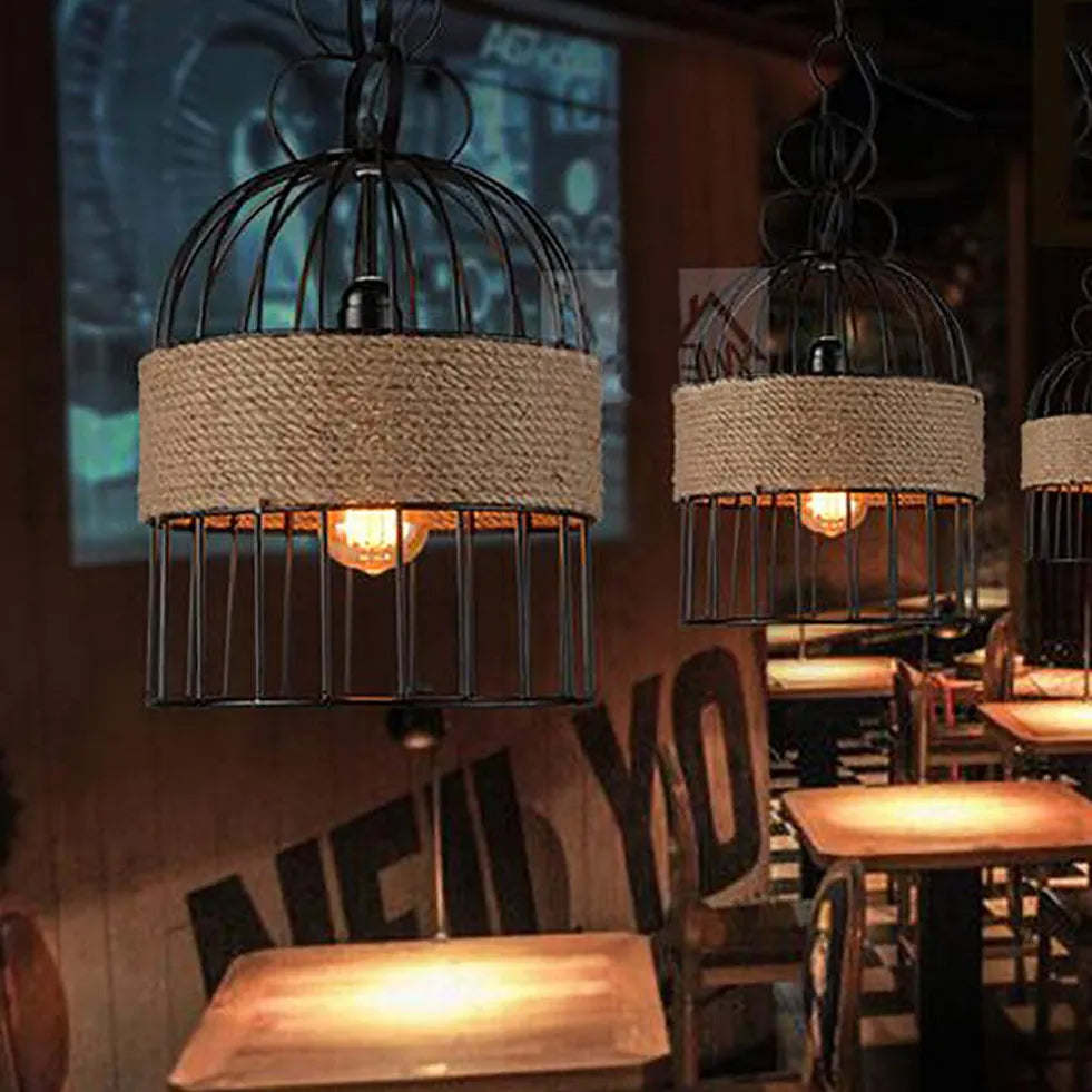 Birdcage Iron Rope Restaurant Pendant Light