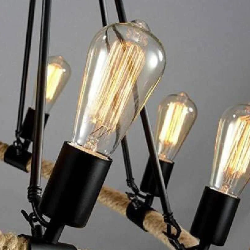 Black Ring Multi-Bulb Vintage Chandelier