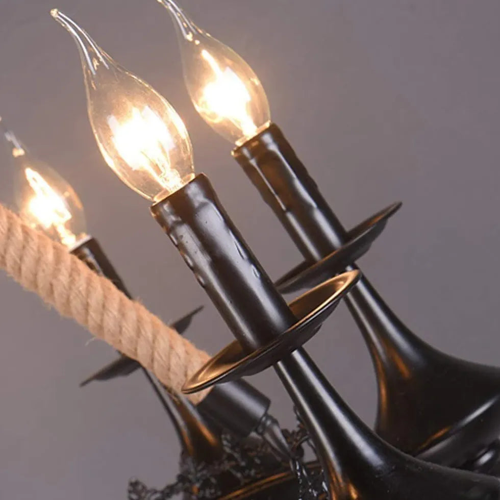 Crown Candle Black Vintage Chandelier