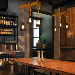 Lámpara colgante creativa de cuerda de yute estilo industrial retro