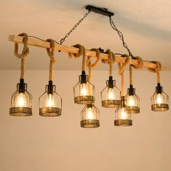 Lámpara colgante creativa de cuerda de yute estilo industrial retro