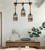 Three-Head Birdcage Linear Industrial Pendant Light