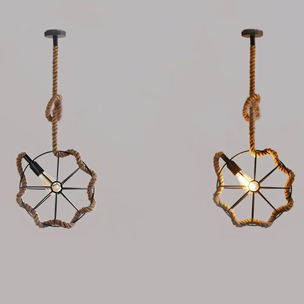 Net-Style Rope Single-Bulb Industrial Pendant Light