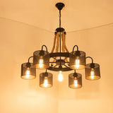 Disc-Shaped Black Rope Industrial Pendant Light