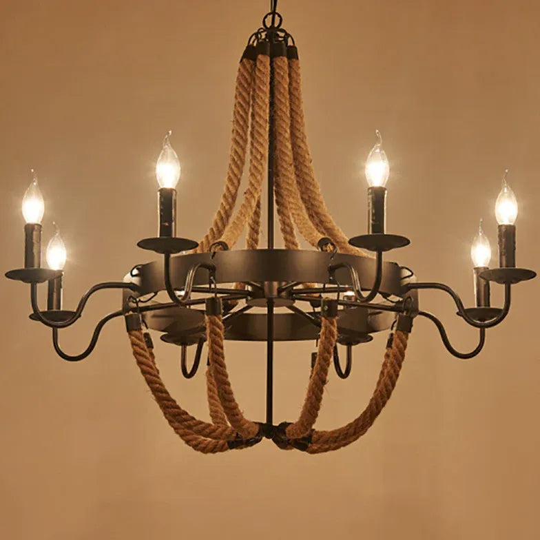 Rope Structure Vintage Candle Holder Chandelier