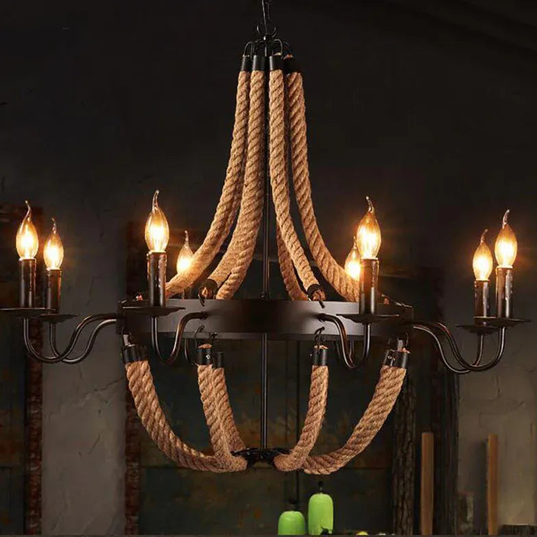 Rope Structure Vintage Candle Holder Chandelier