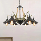 Natural Funnel Black Vintage Chandelier