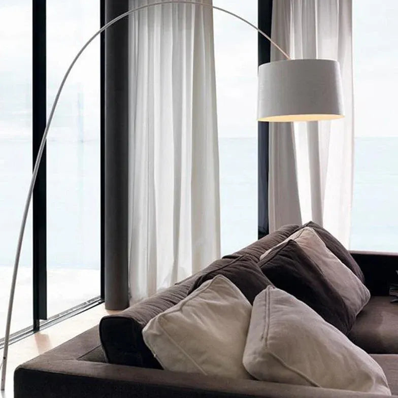 Large Cylindrical Modern Arched Floor Lamp