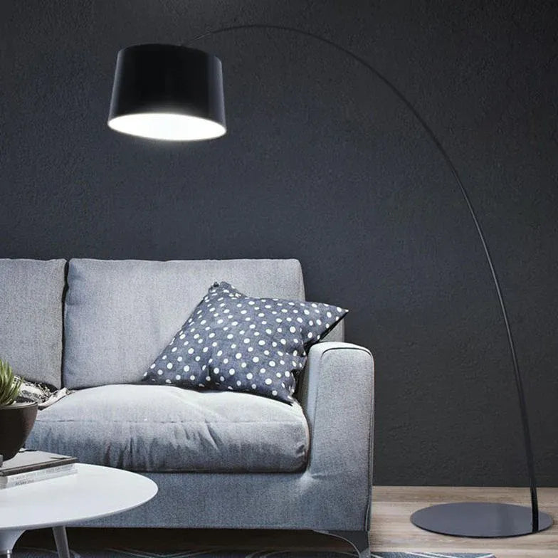 Large Cylindrical Modern Arched Floor Lamp