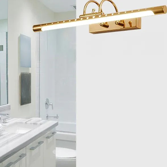 Luces de espejo para baño con tubo LED dorado 