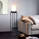 Black Cylindrical Transparent Shade Floor Lamp