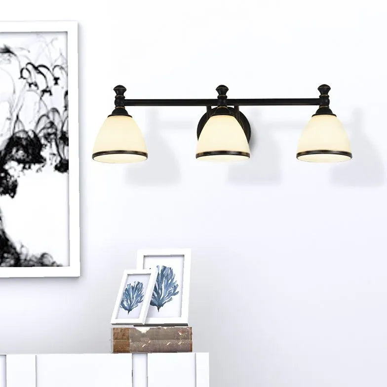 Dual-Arm Black and White Minimalist Round Wall Lamp