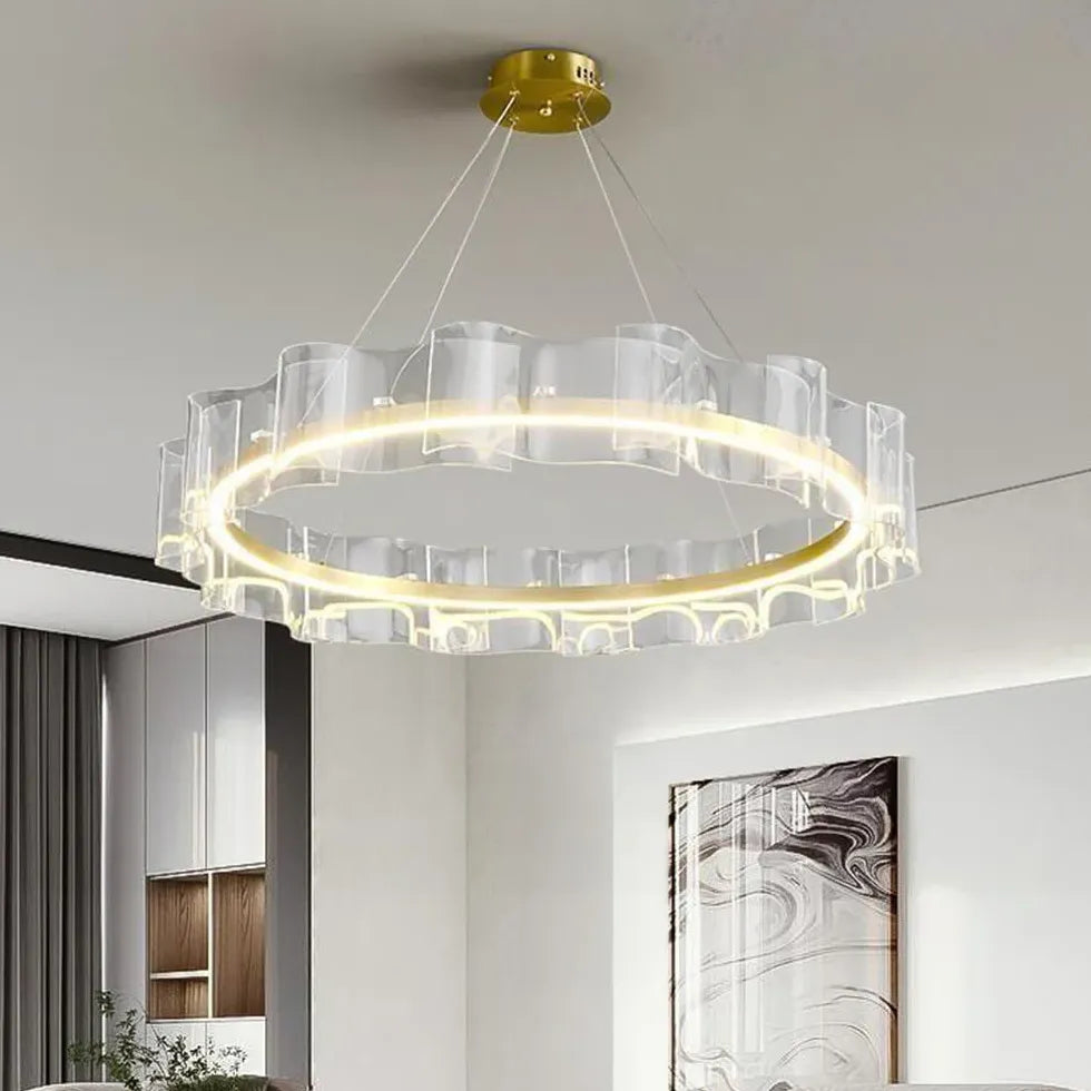 Wavy Ring Gold LED Pendant Light