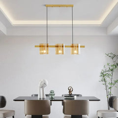 Lámpara colgante de vidrio para comedor de lujo ligero y estilo moderno