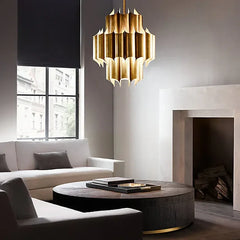 Lampara industrial colgante diseño retro dorado para salón
