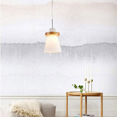 Luz de colgante minimalista de madera trapezoidal de lámpara blanca