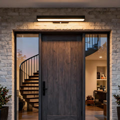 Aplique de pared exterior moderno negro rectangular con sensor de movimiento