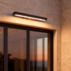 Aplique de pared exterior moderno negro rectangular con sensor de movimiento