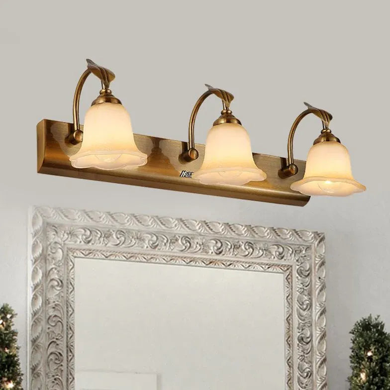 Apliques de pared para baño vintage con flores de cristal dorado 